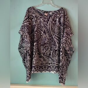 Talbots Plus paisley butterfly sleeve top size 2X